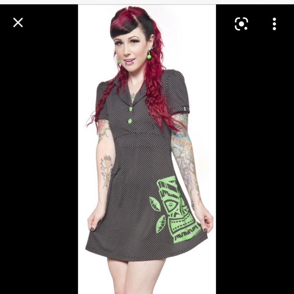Sourpuss tiki rockabilly dress.